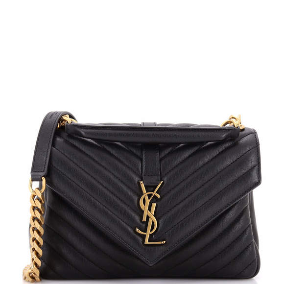 Saint Laurent Medium Classic Monogram College Bag Matelasse Chevron Leather - Picture 1 of 8
